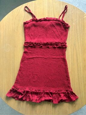 Women’s Red Ruffle Strap Dress